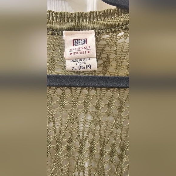 Faded Glory Crocheted Cardigan Army Green. XL (15/18) - Picture 9 of 9